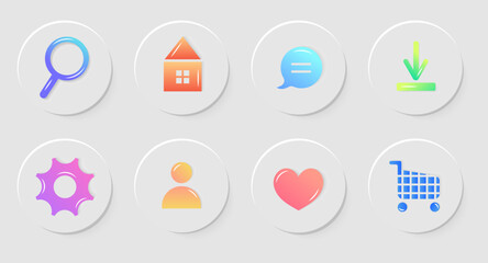 3d icon set of check mark, information icon, chat, cross, question mark, exclamation point, FAQ sign. Tick, question, information and answers mark. Help symbol. 3D Web Vector Illustrations.