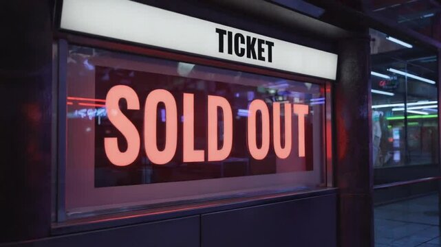 Box office with the sold out sign.