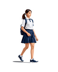 Detailed flat vector people and illustration, woman with school uniform outfit