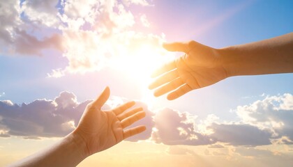 Realistic Background with Sunlight and Helping Hands Motif