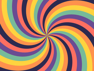 Colorful psychedellic sunburst, starburst or sunbeam swirl.
