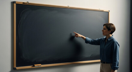 man pointing to a blank white paper