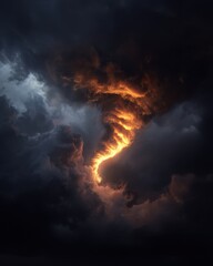 Fototapeta premium Abstract Tornado Atmosphere with Dark Clouds and Blackness in a Dramatic Background