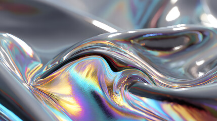 Silver holographic foil. Abstract chrome waves background. Hologram texture. Premium quality. Modern design. abstract 3d wave background