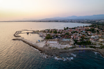 Aerial View of Side Ancient City at Sunset, Antalya, Turkey