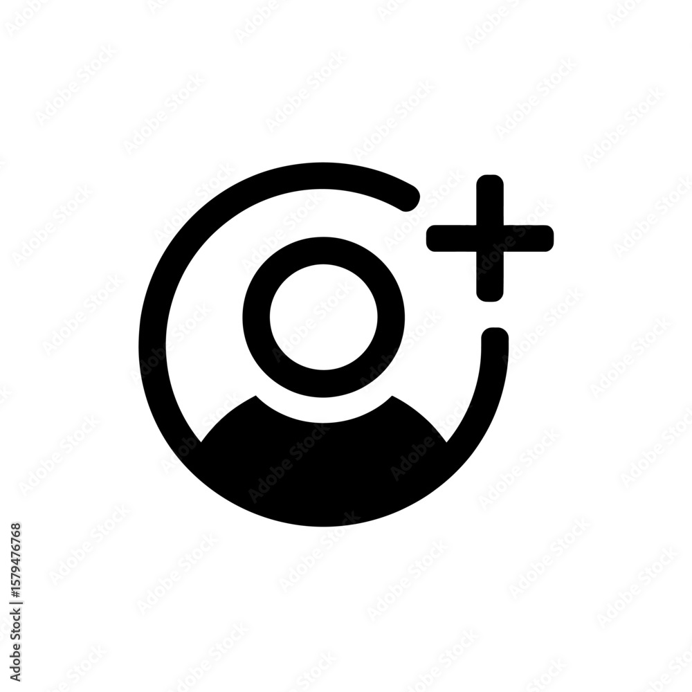 Aufkleber User with Add Symbol Represents Adding New User Profile or Contact in Application Interface