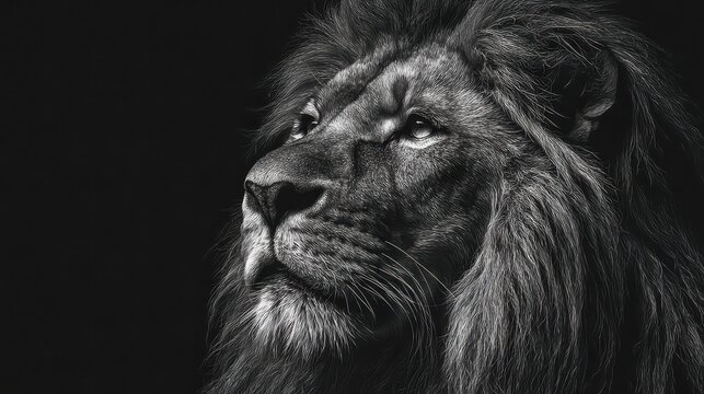 Majestic Lion Tattoo: Bold Portrait of the King of the Jungle in Striking Black Ink Illustration
