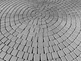 Abstract background. Modern cobblestone pavement closeup.