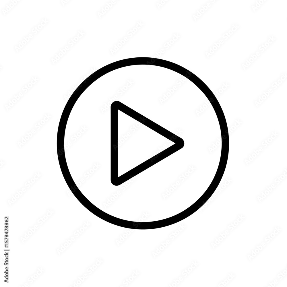 Poster Simple Black and White Play Button Icon Representing Media Playback and User Interface Element