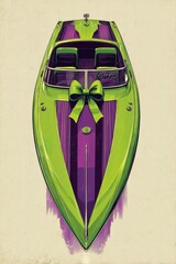 Colorful boat design with a ribbon, perfect for summer activities on the water and appealing for enthusiasts of unique craft Generative AI