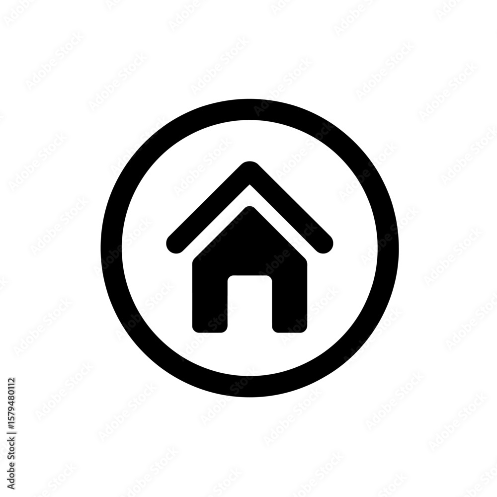 Aufkleber Iconic Home Button Symbol within Circular Frame Navigation and User Interface Design Element