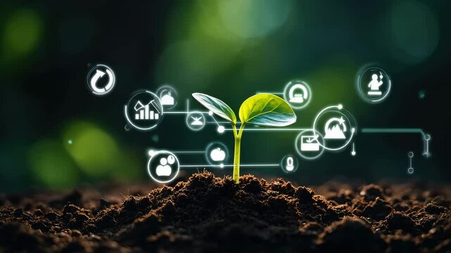 This presentation showcases the relationship between technology and sustainable growth. It emphasizes innovative approaches to environmental challenges while illustrating growth concepts