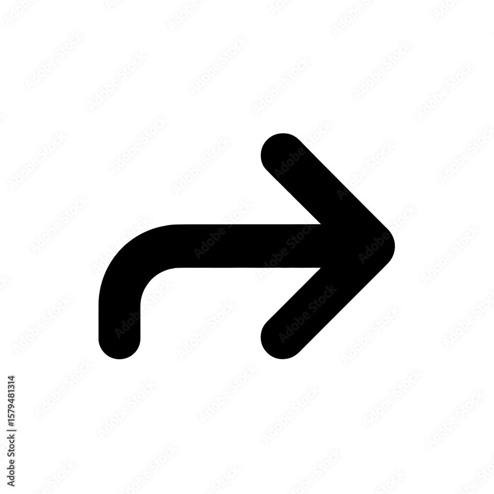 Poster rightward arrow with a retro curve a simple graphic design element for wayfinding and navigation