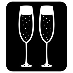 Champagne celebration toast drink glass silhouette vector illustration