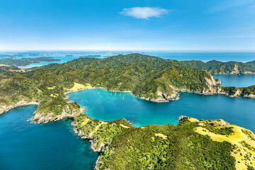 Fototapeta premium Aerial view of Te Rawhiti Inlet, North Island, New Zealand, Oceania.
