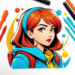 cute girl with pencil