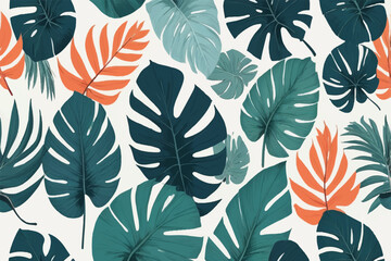 tropical leaves seamless pattern background	