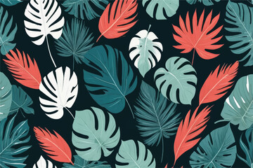 tropical leaves seamless pattern background	