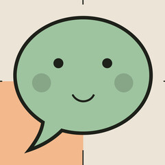 Obraz premium Friendly green speech bubble with smiling face design 