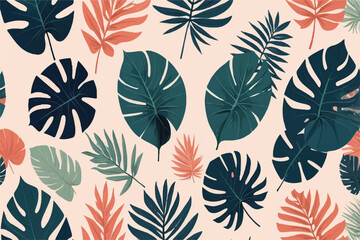 tropical leaves seamless pattern background	