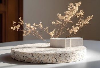A beautifully stylish interior scene showcasing a decorative dried flower arrangement that enhances the spaces charm