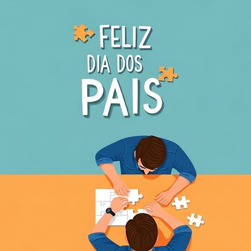 Feliz dia dos pais happy fathers day puzzle time with dad vector illustration for social media post design 