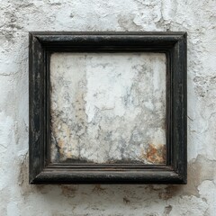 Vintage Square Vignette: Grungy White Wall Texture Surrounded by a Dark Framed Border
