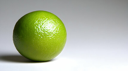 Vibrant green lime fruit close up studio shot isolated on white