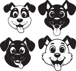 Fototapeta premium Happy Dog Face With Tongue And Big Eyes silhouette