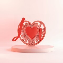 golden heart with red ribbon