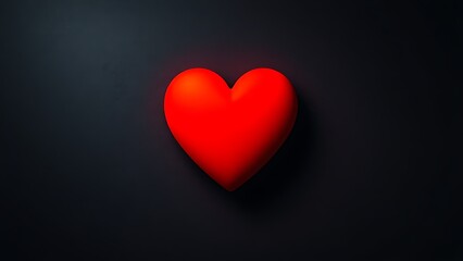 Abstract red heart symbol on textured dark background, evoking deep emotions with dramatic lighting.