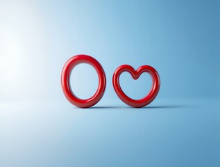 red heart on blue