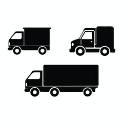 Black silhouette truck icons white