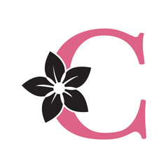 Flower Logo combine with letter C vector template
