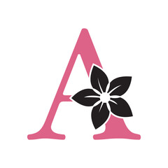 Flower Logo combine with letter A vector template