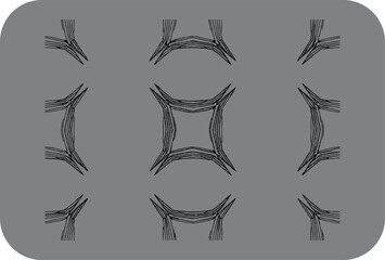 Fototapeta premium Abstract geometric pattern with black lines forming a symmetrical design on a grey background with rounded corners