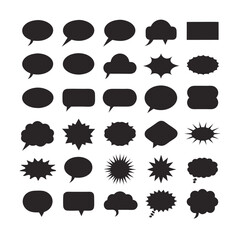 Diverse black speech bubbles collection comic communication