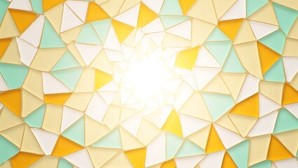 Fototapeta premium Abstract Geometric Mosaic with Radiant Center, Colorful Triangle Pattern with Glowing Focal Point