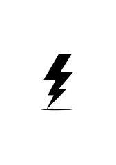Obraz premium Black Lightning Bolt Silhouette Icon Isolated on White Background for Electricity, Power, Speed, and Energy Concept Designs