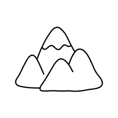 Minimalist line art of mountain peaks. Simple black and white vector illustration, perfect for nature-themed prints, logos, tourism, hiking, or outdoor adventure design projects.