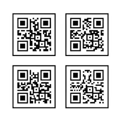 Fototapeta premium Four black and white Q R codes qr code barcode