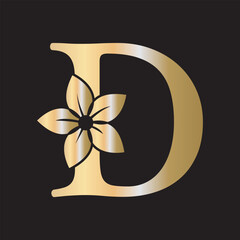 Flower Logo combine with letter D vector template