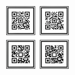 Fototapeta premium Four black and white Q R codes QR code squares