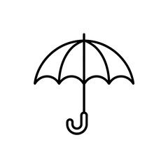 Line Art Umbrella Illustration for Weather Protection and Rainy Day Symbolism Against White Backdrop