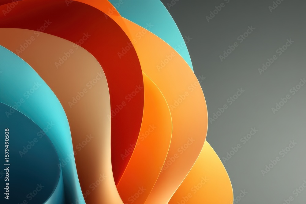 Poster Abstract colorful shapes overlapping on a gradient background