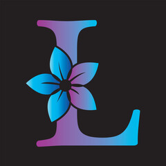 Flower Logo combine with letter L vector template