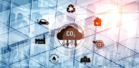 Net zero and CO2 reduction strategies promote sustainability, renewable energy, and...