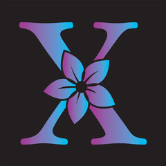 Flower Logo combine with letter X vector template