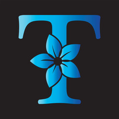 Flower Logo combine with letter T vector template