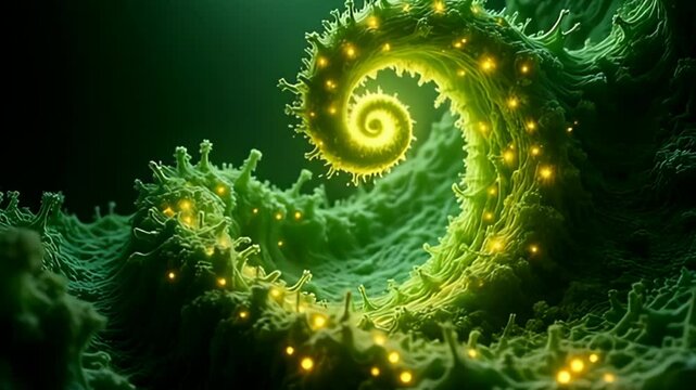 guess adenine surreal coil spiral of disturbance muzzy conceptual fractal plasm that gently careen and burn inward copious emerald green and smooth golds, it aristocratical front create
